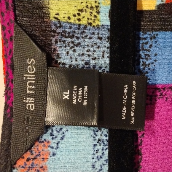 Ali Miles Multicolor Abstract Print Pullover Tunic Top S-Art to Wear Colorful - Picture 2 of 7